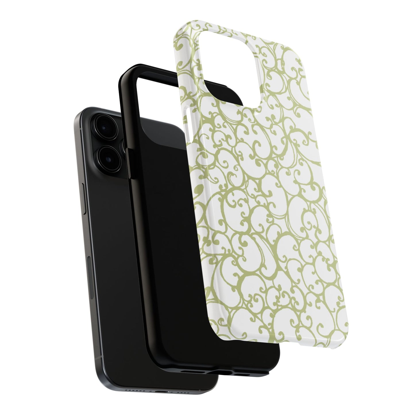 Scrollie White / Green Phone Case