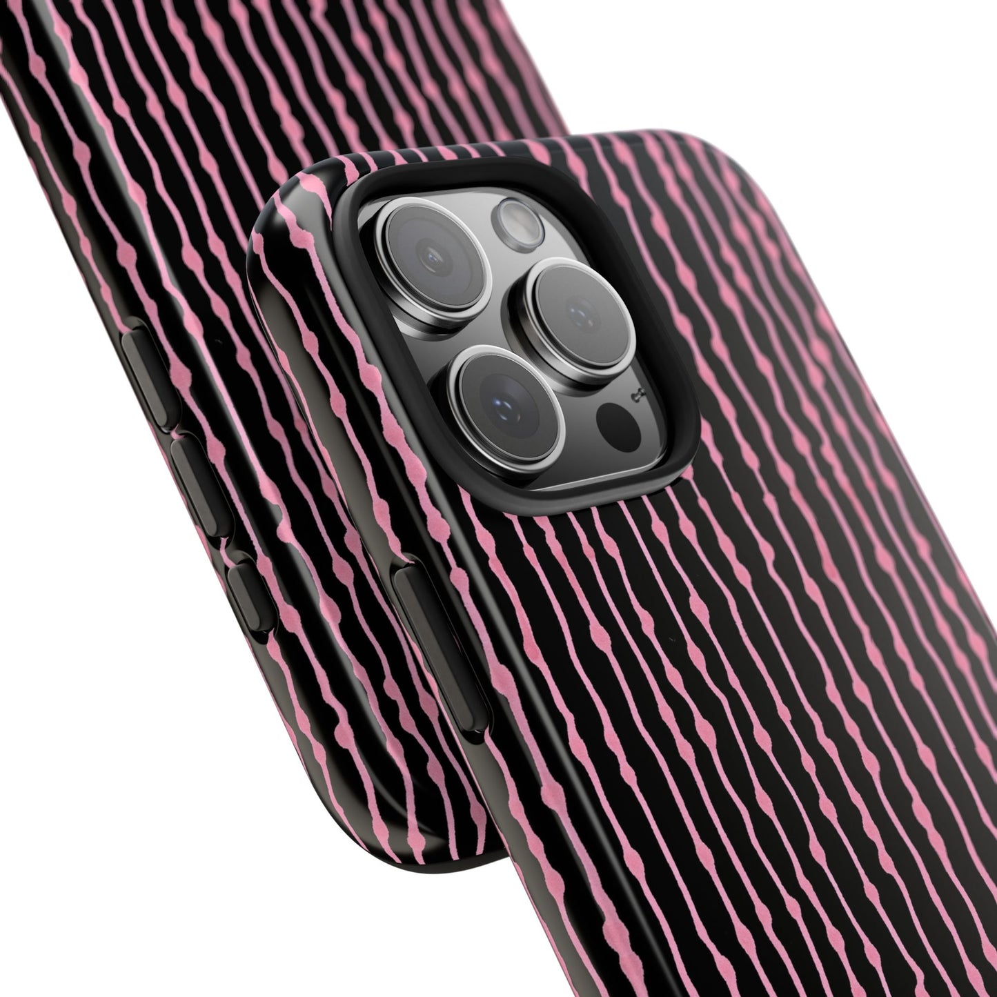 Faux Seersucker Black / Pink Phone Case