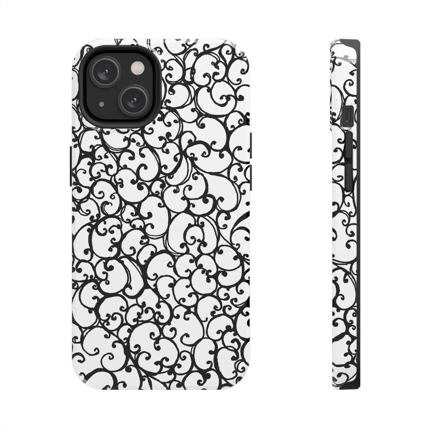 Scrollie White / Black Phone Case