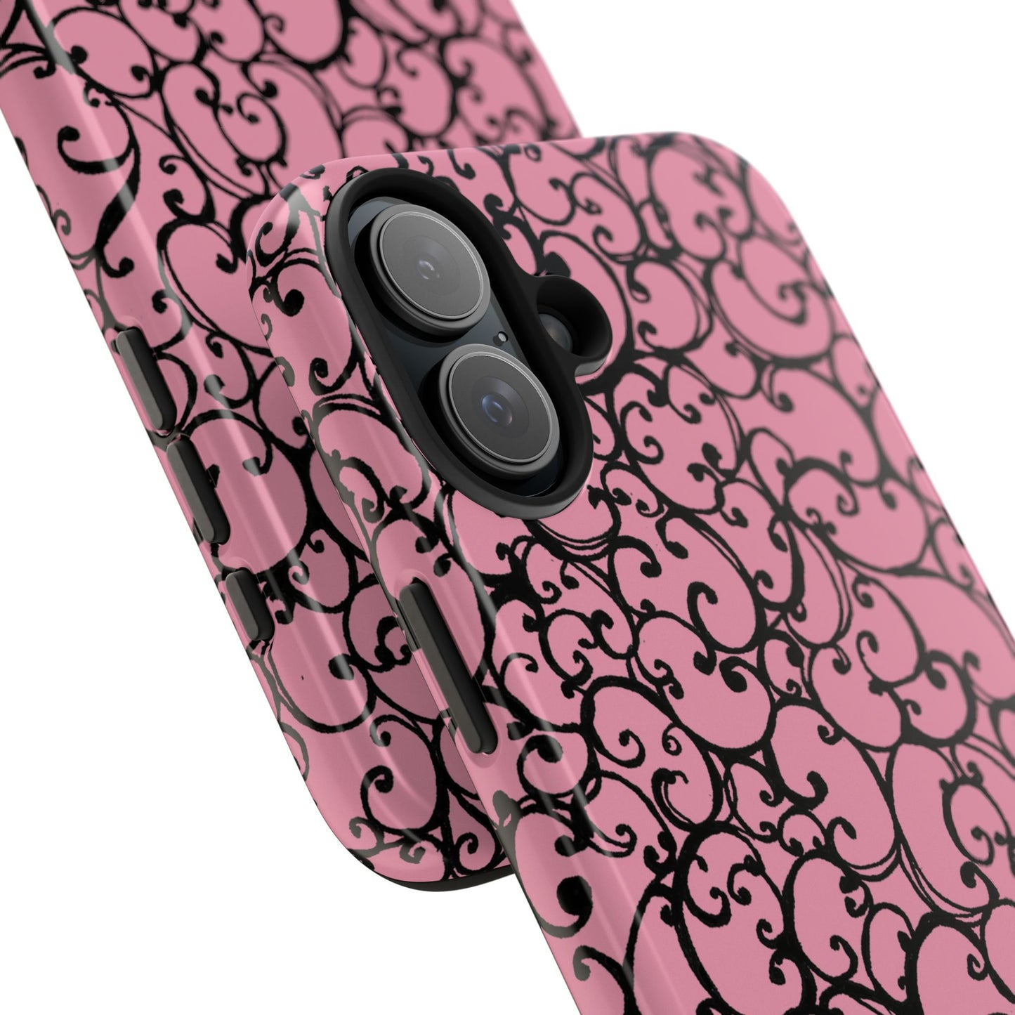 Scrollie Pink / Black Phone Case