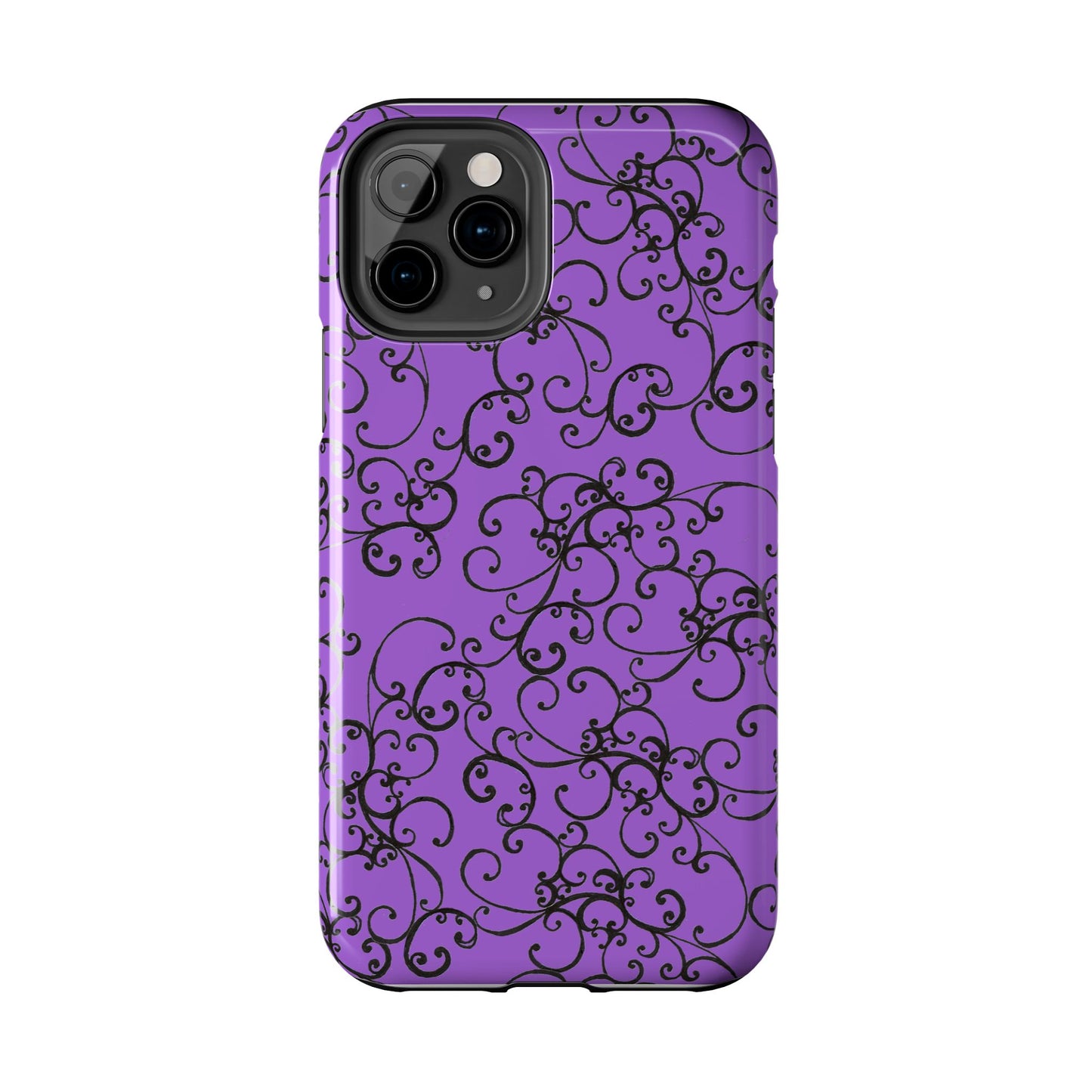 Elegant Scroll Purple / Black Phone Case