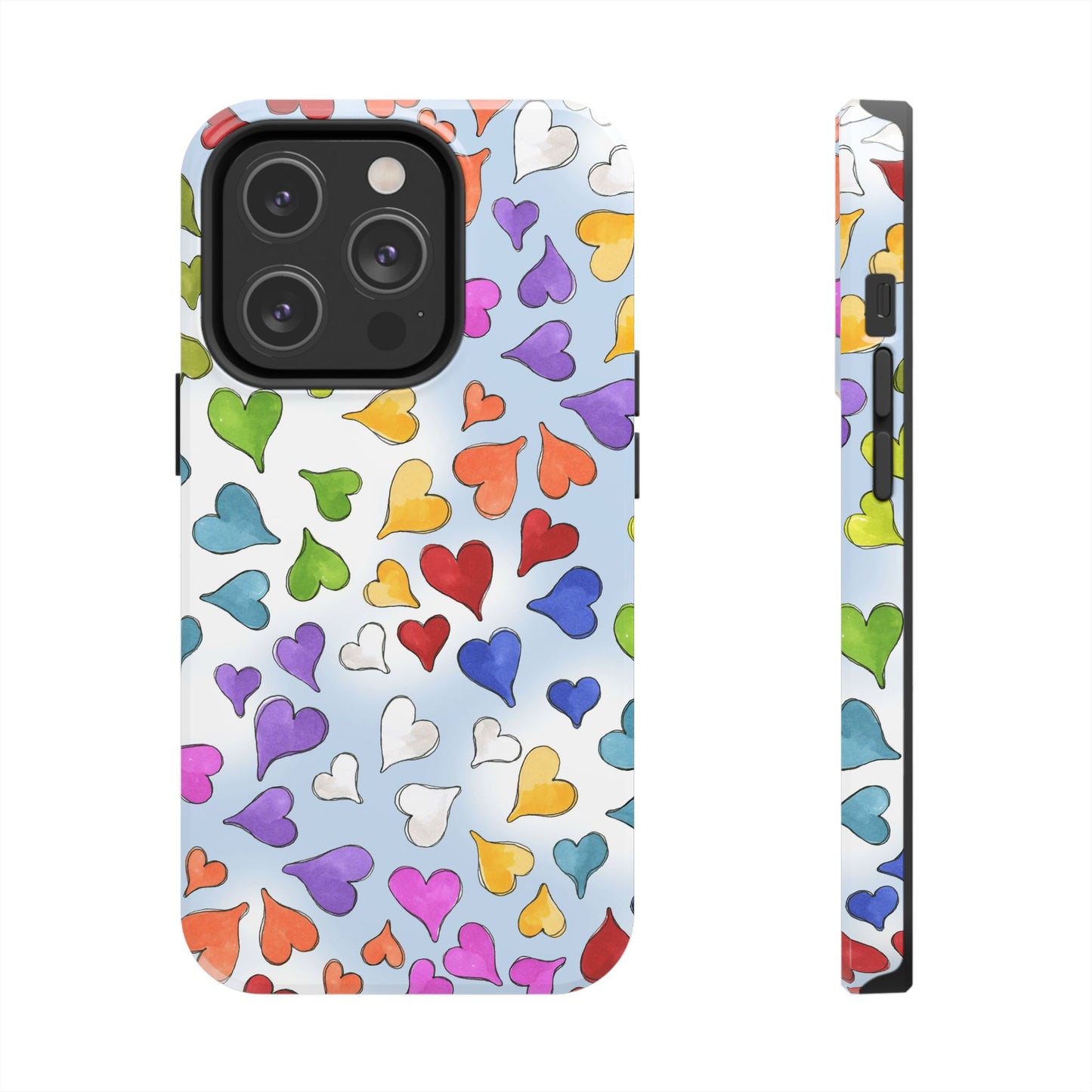 Happy Hearts Blue Sky Phone Case