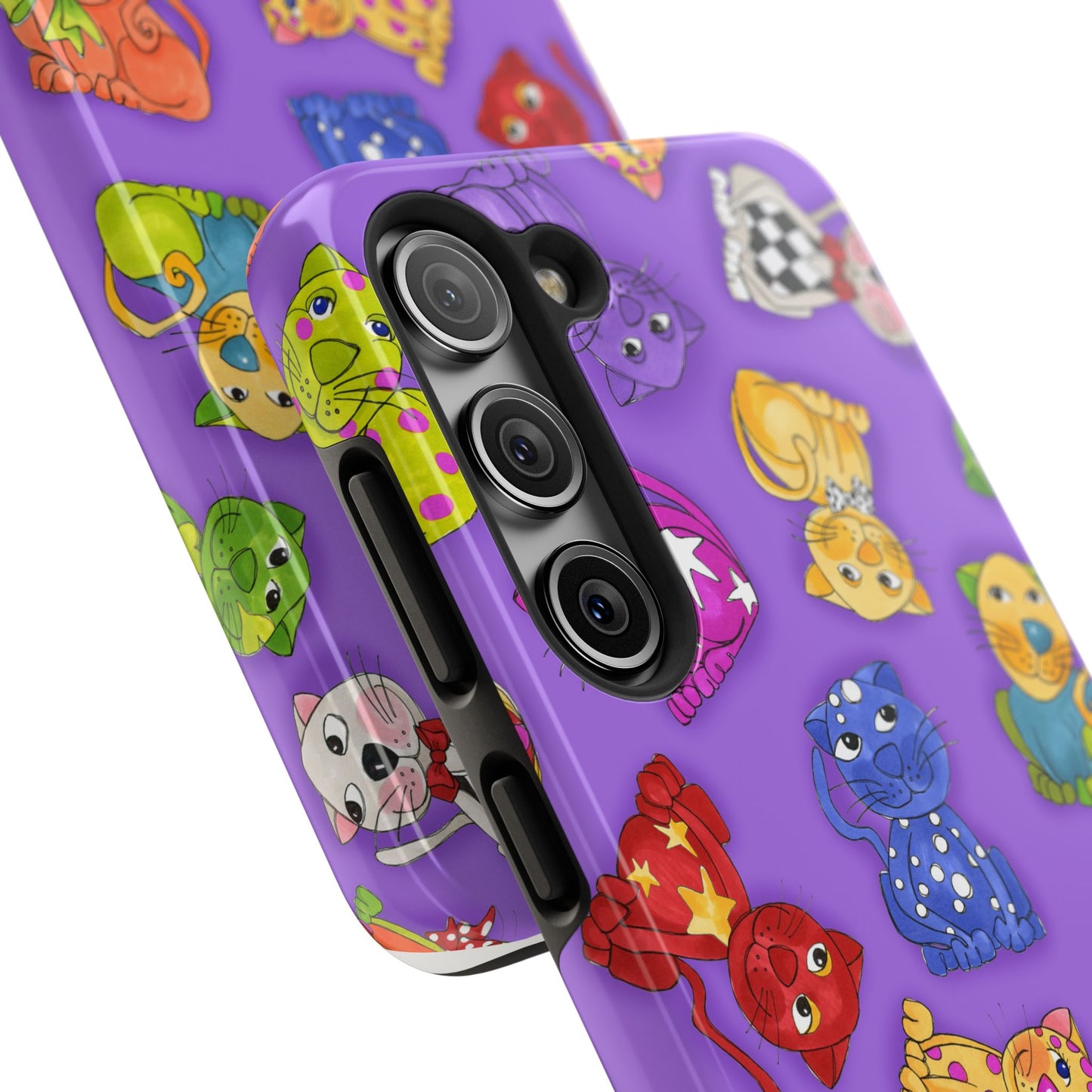 Tossed Happy Cats Purple Phone Case