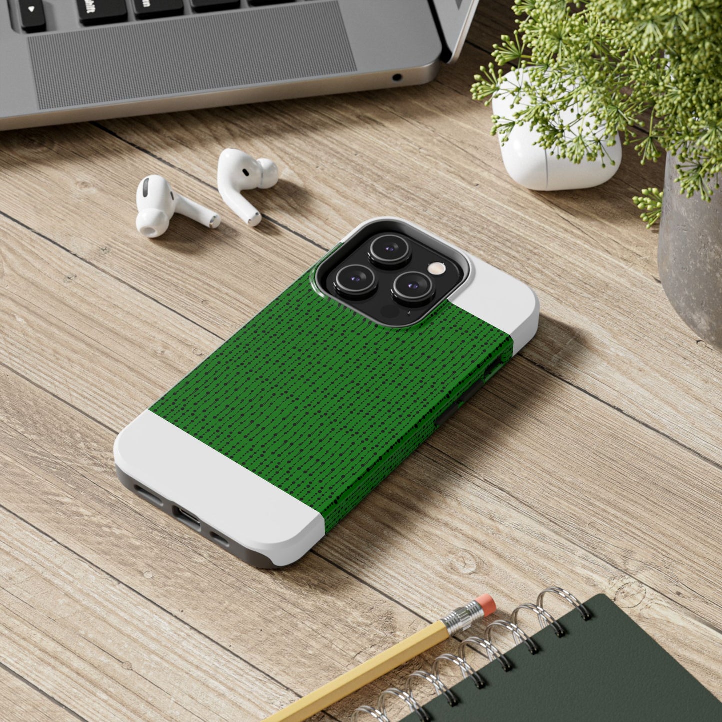 Beaded Curtain Green / Black Phone Case