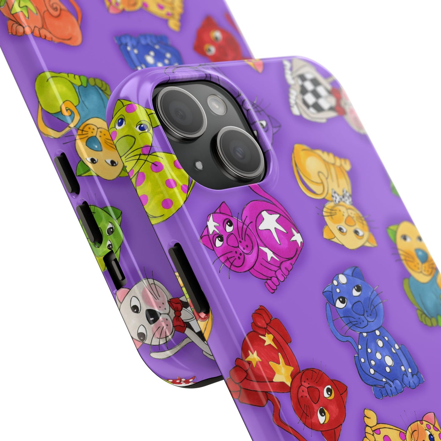 Tossed Happy Cats Purple Phone Case