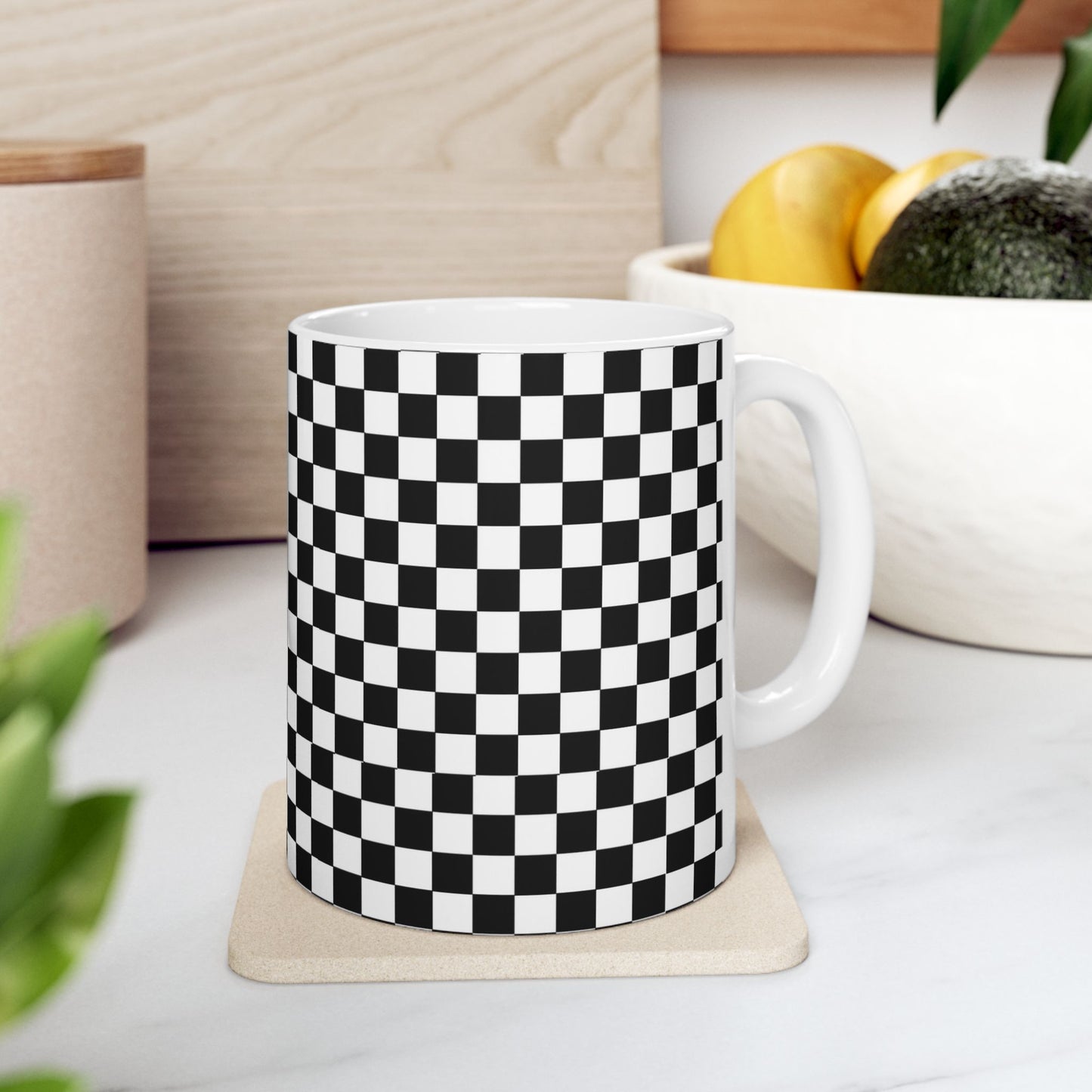 Checkerboard White / Black Cup