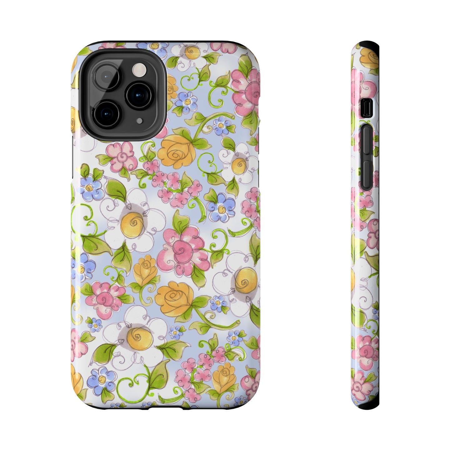 Flower Frolic Blue Phone Case