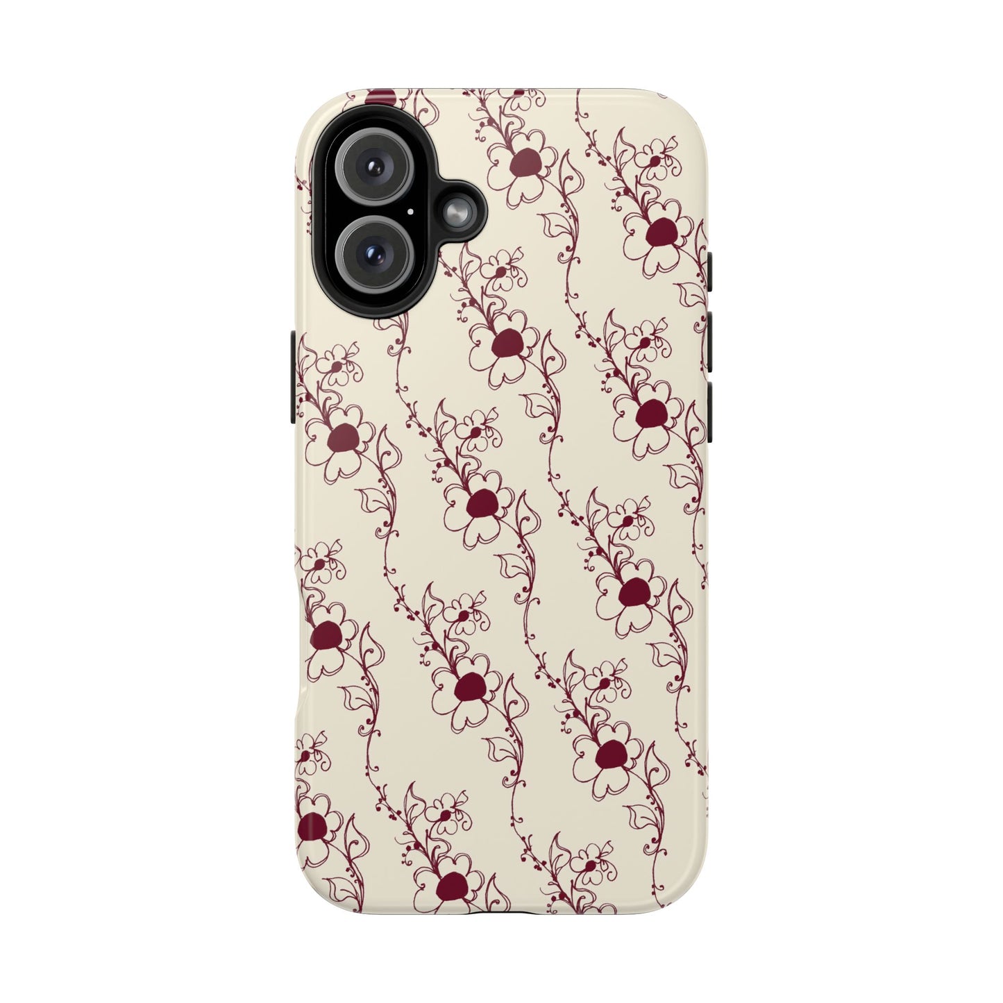 Diagonal Daisies Ivory / Red Phone Case