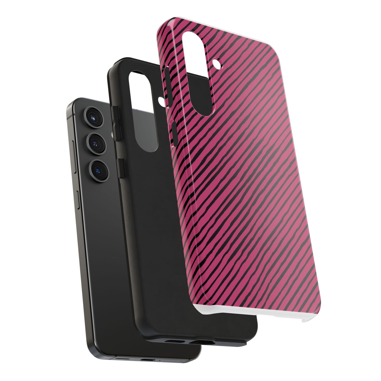 Quirky Bias Stripe Magenta / Black Phone Case