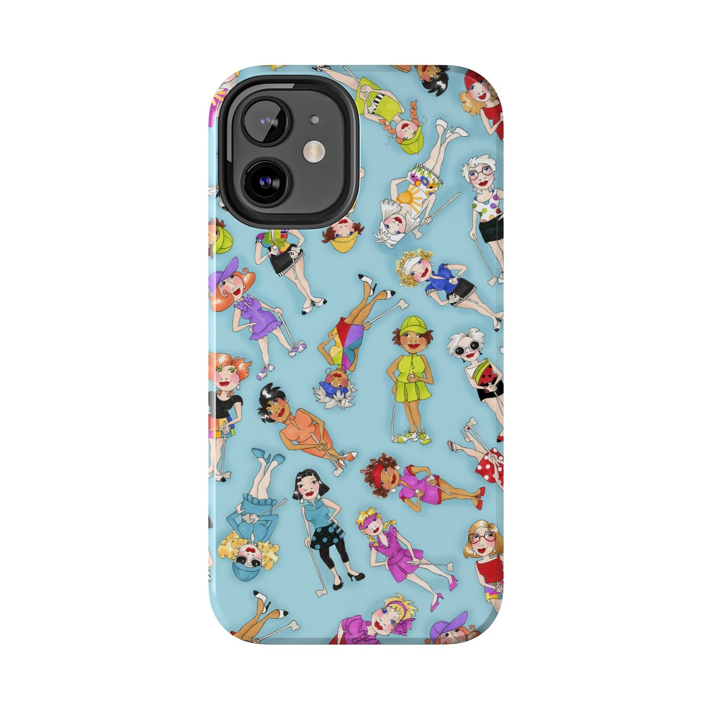 Tossed Golfer Girls Turquoise Phone Case
