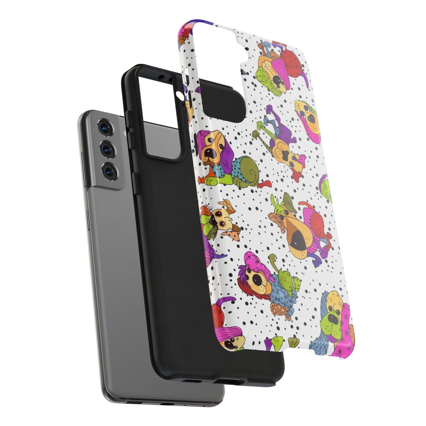 Tossed Happy Dogs White Phone Case