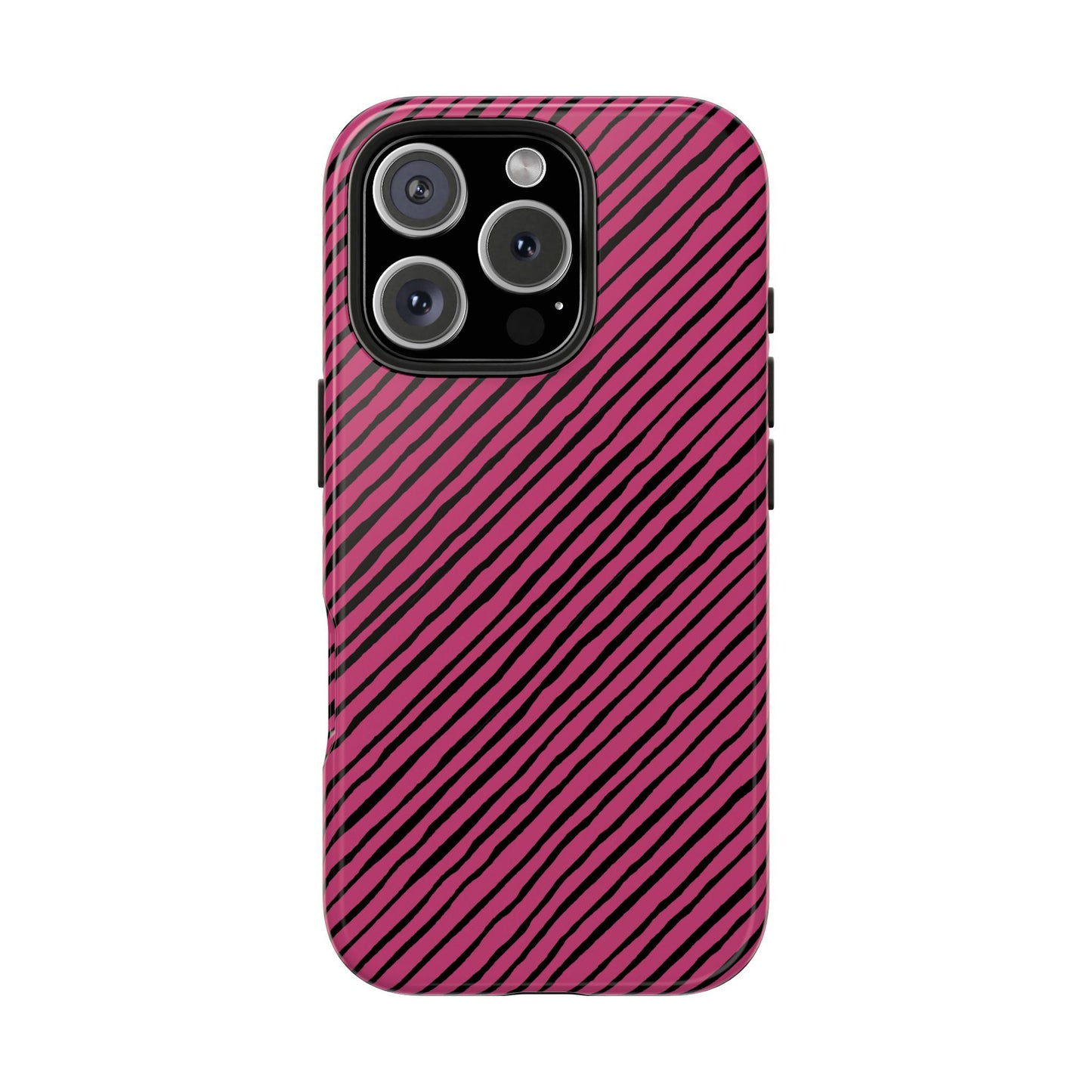 Quirky Bias Stripe Magenta / Black Phone Case
