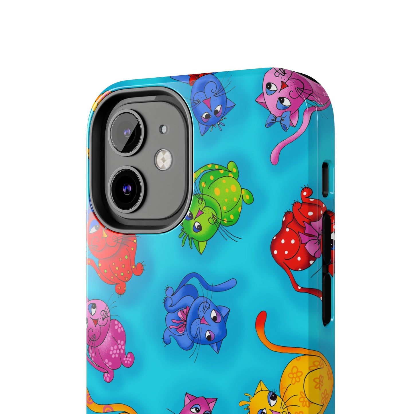 Tossed Cool Cats Turquoise Phone Case