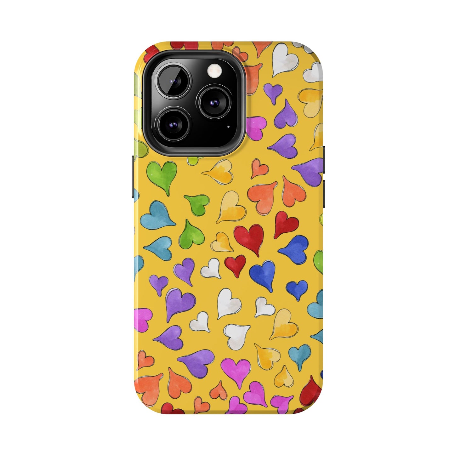 Happy Hearts Yellow Phone Case