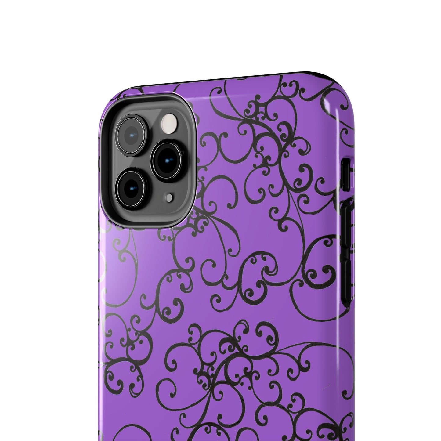 Elegant Scroll Purple / Black Phone Case