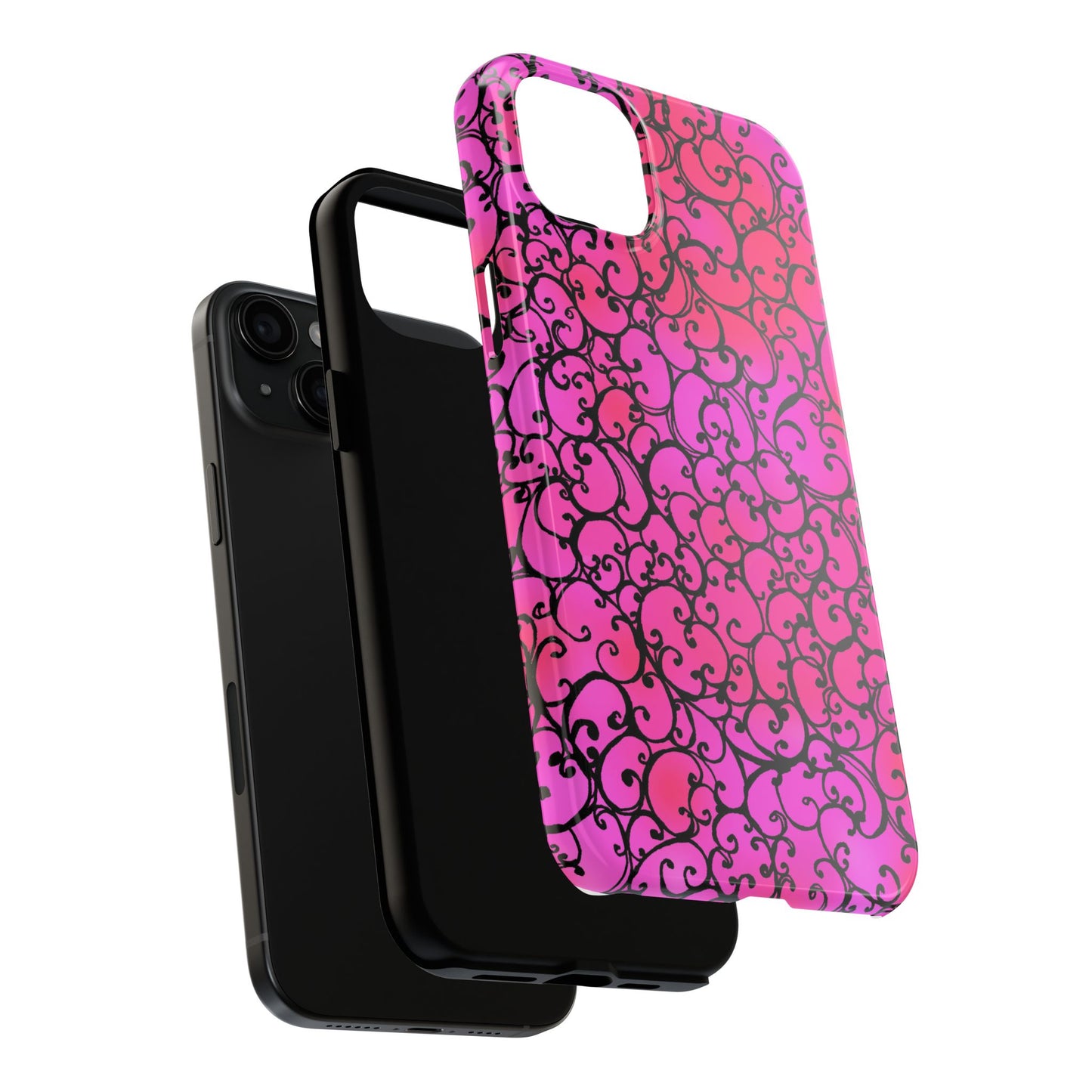 Scrollie Cerise / Black Phone Case