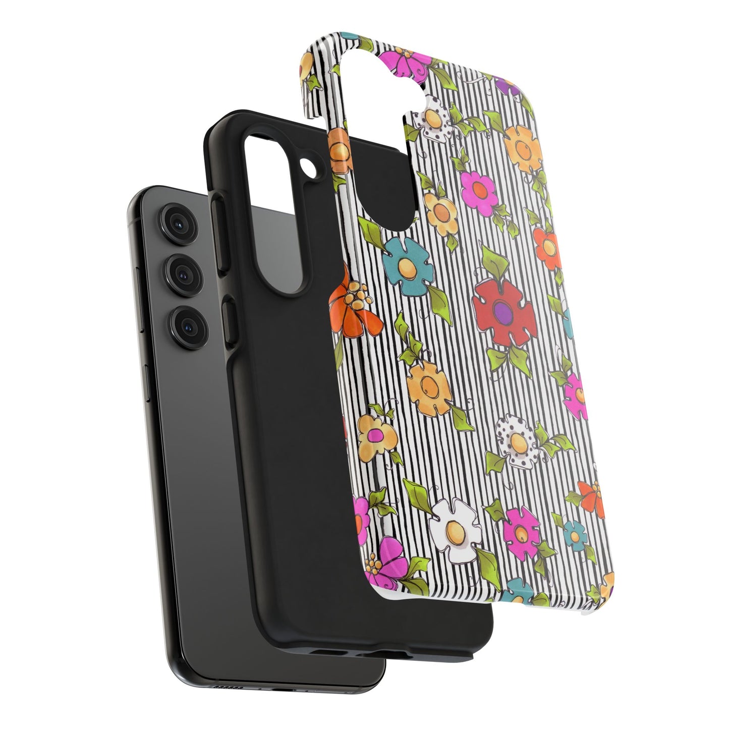 Dog Blooms White / Black Phone Case