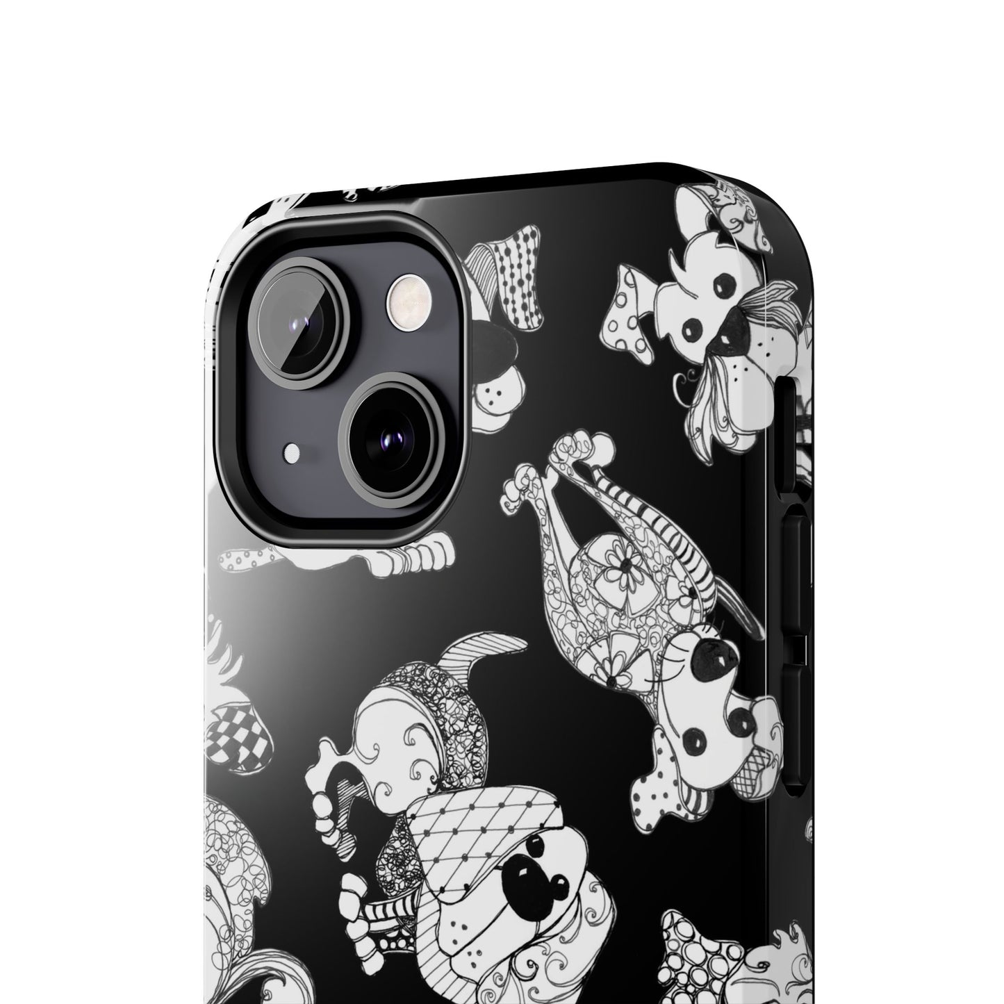 Doodle Dogs Black Phone Case
