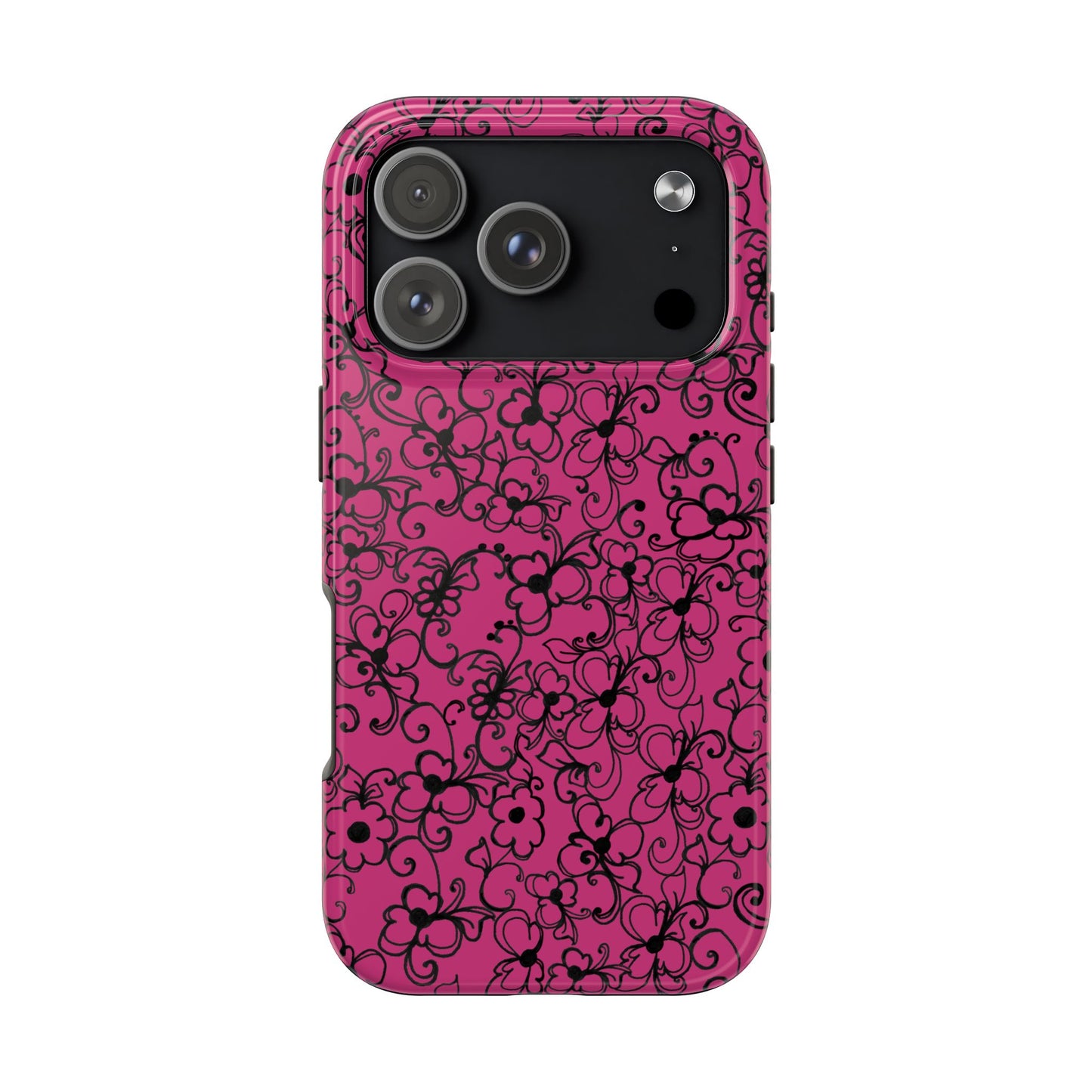 Daisy Jungle Pink / Black Phone Case
