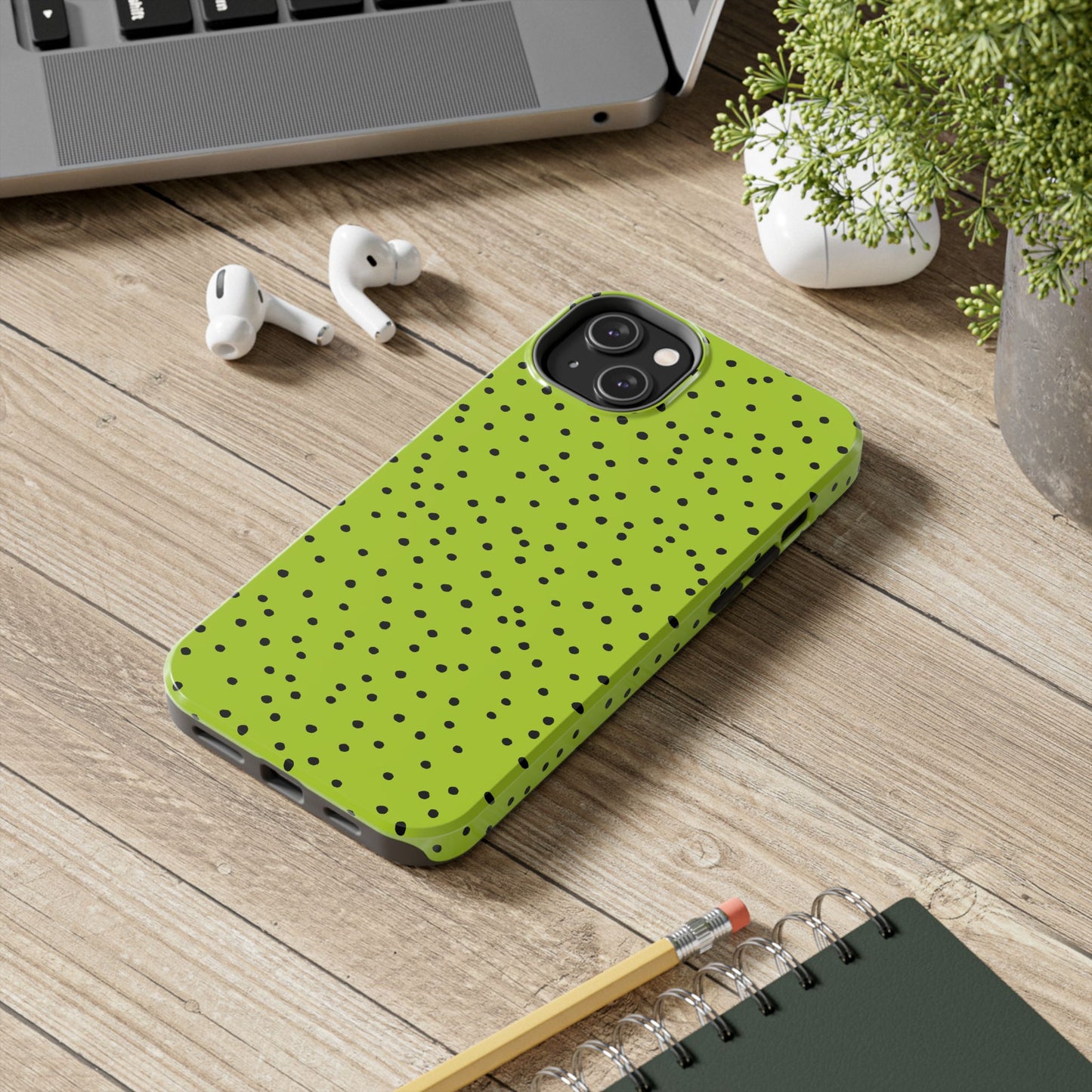 Dinky Dots Lime / Black Phone Case