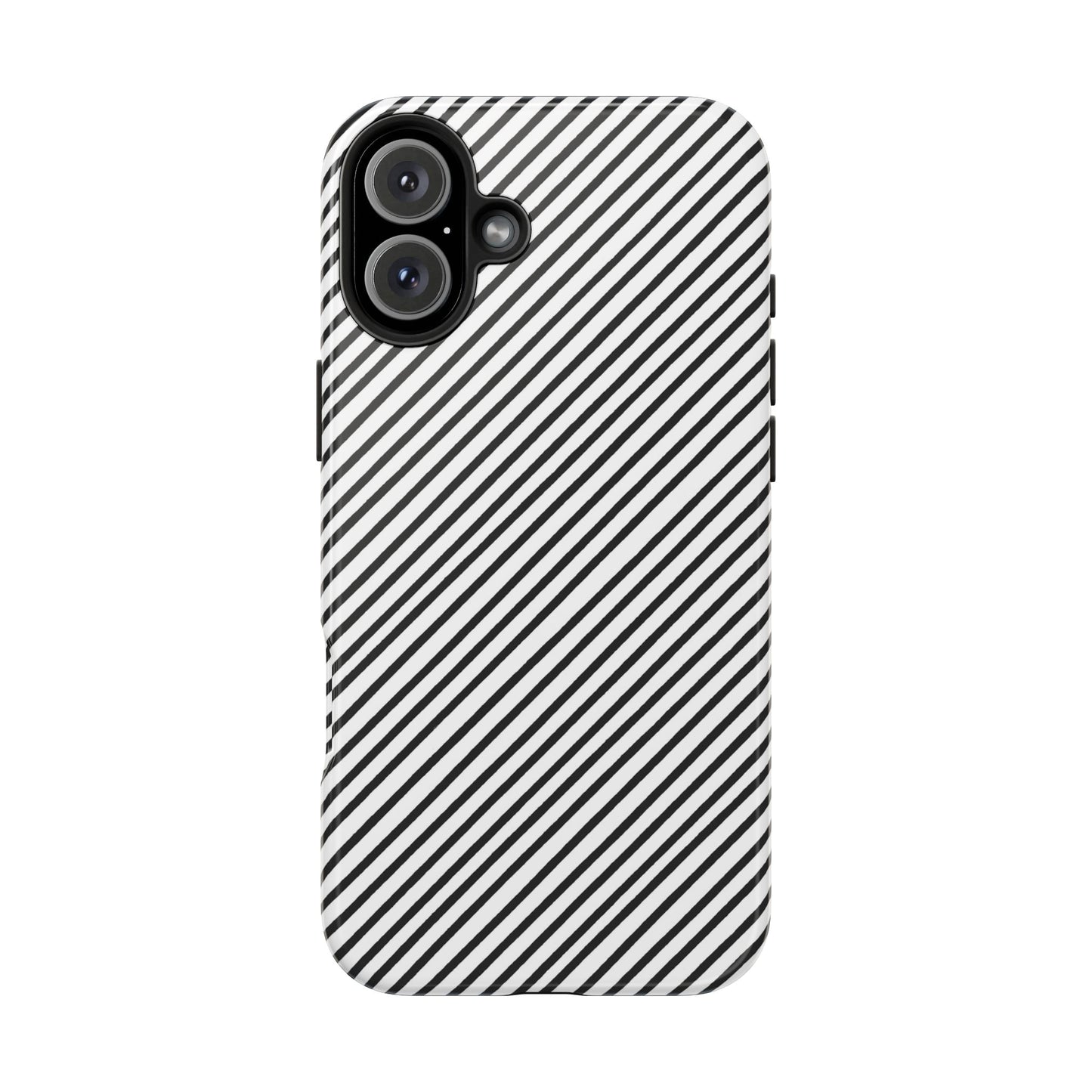 Diagonal Stripe White / Black Phone Case