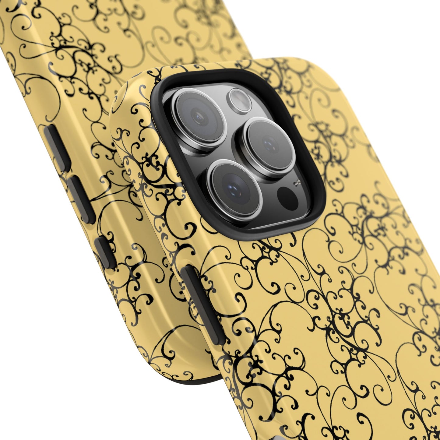 Elegant Scroll Yellow / Black Phone Case