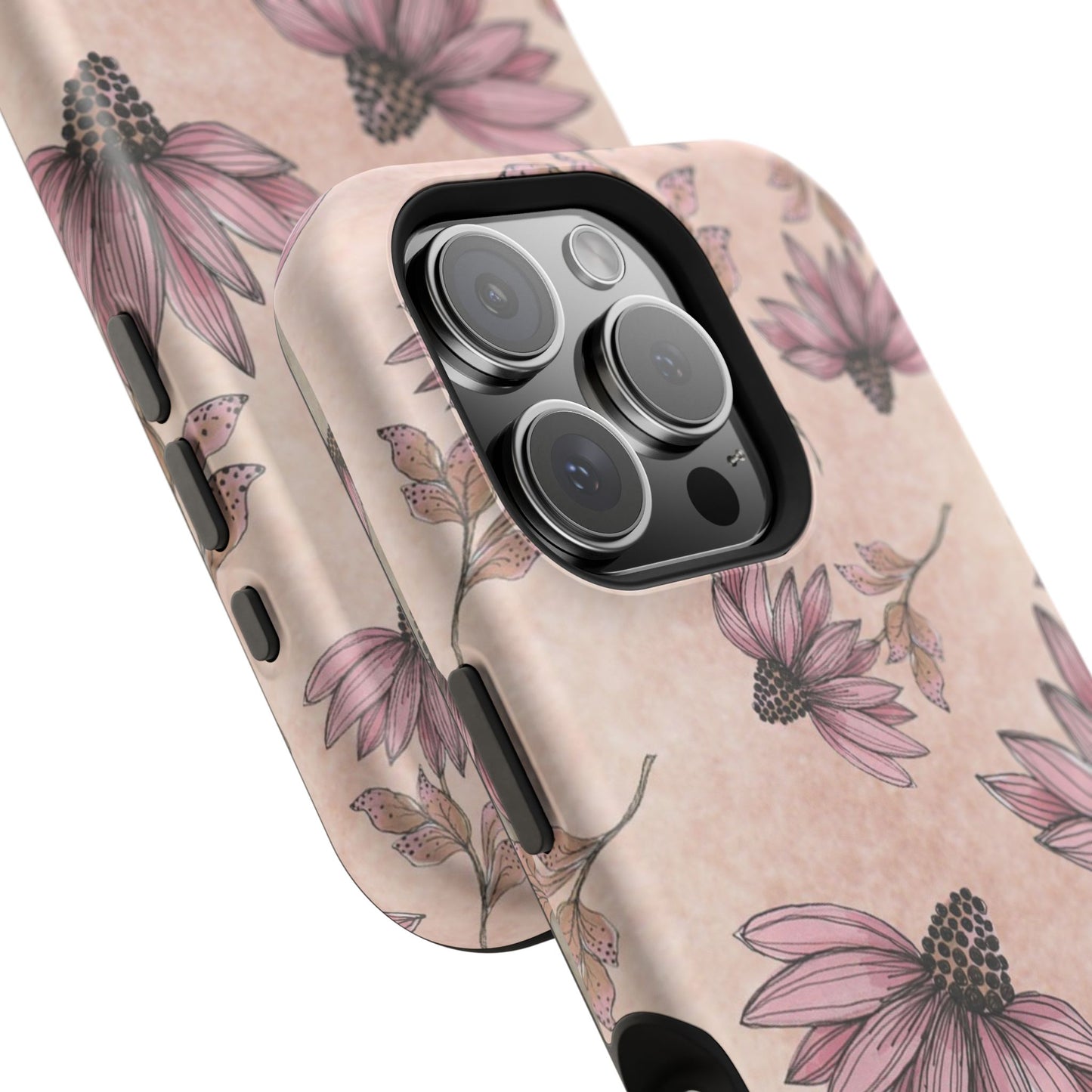 Wild Cone Flowers Pink Marble Phone Case
