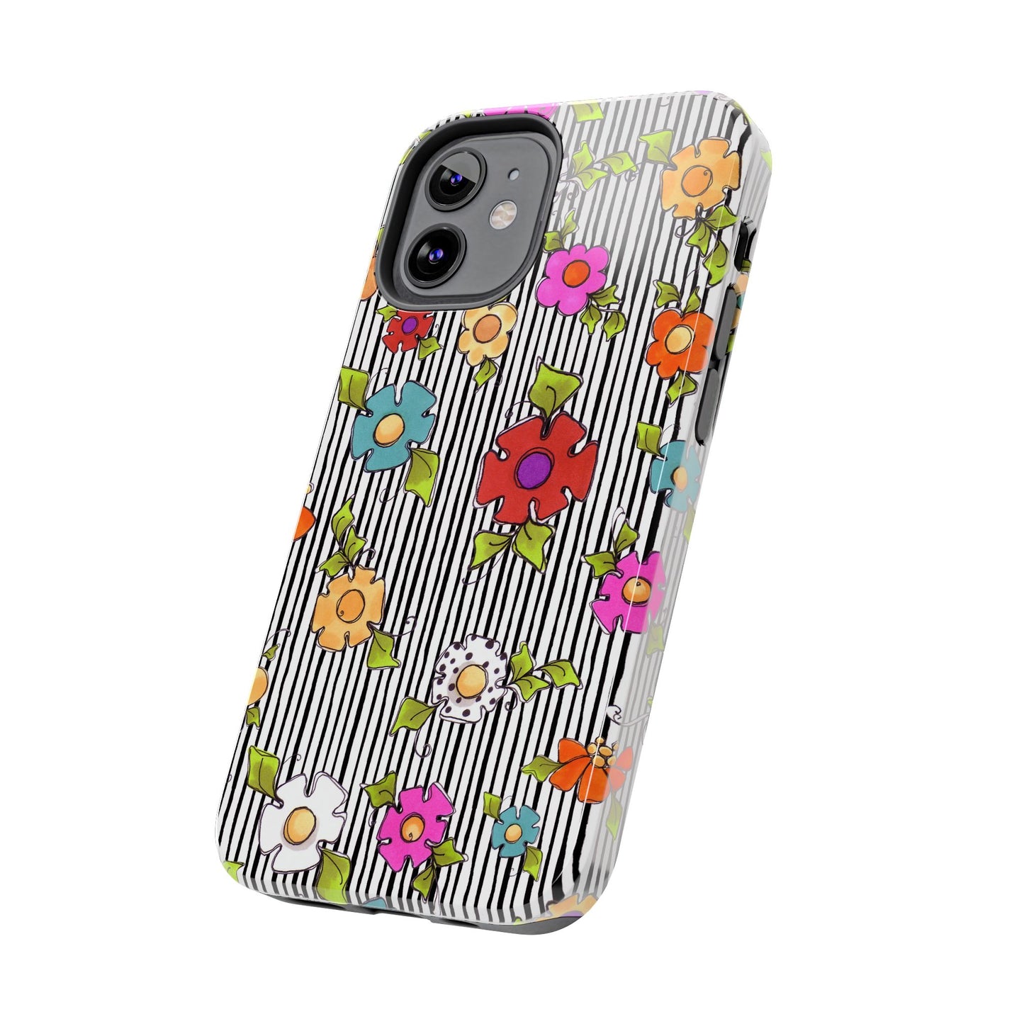 Dog Blooms White / Black Phone Case