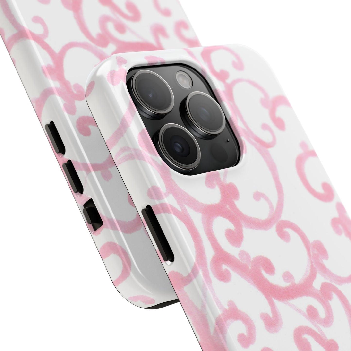 Scrollie White / Pink Phone Case