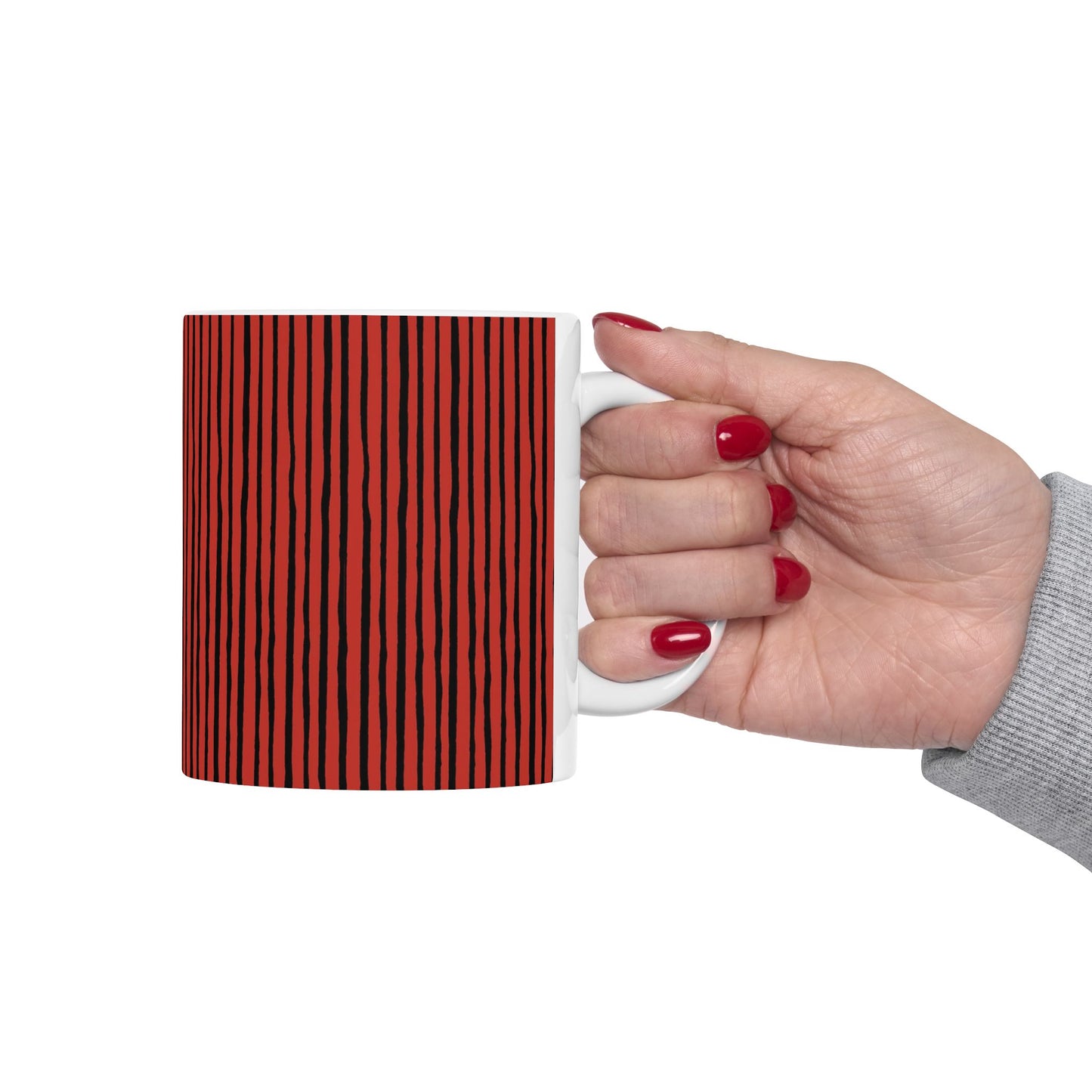 Quirky Bias Stripe Red / Black Cup