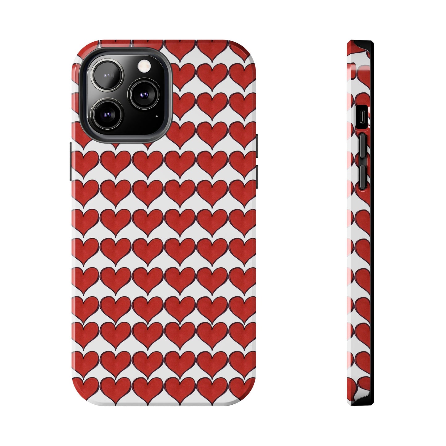 Heartbeats White / Red Phone Case