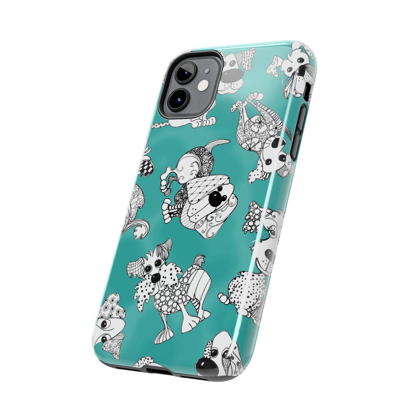 Doodle Dogs Turquoise Phone Case