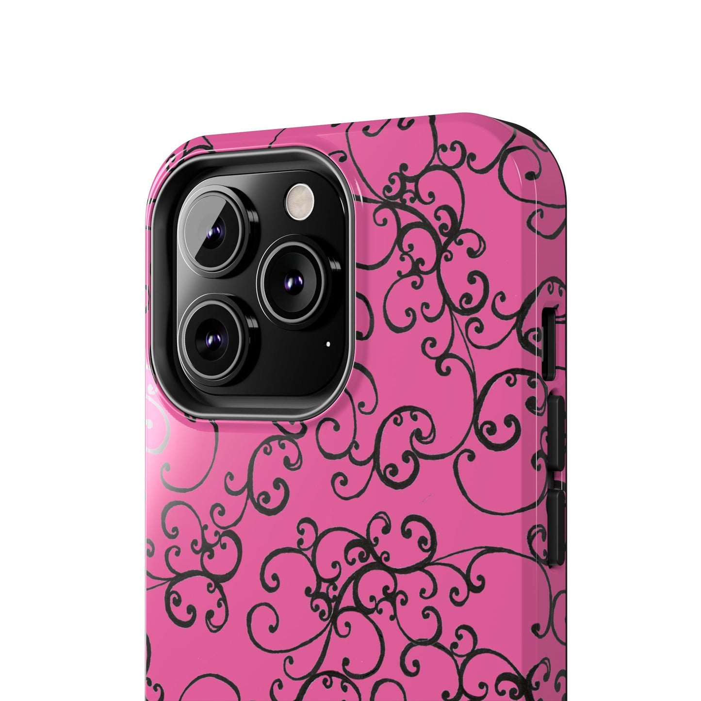 Elegant Scroll Pink / Black Phone Case