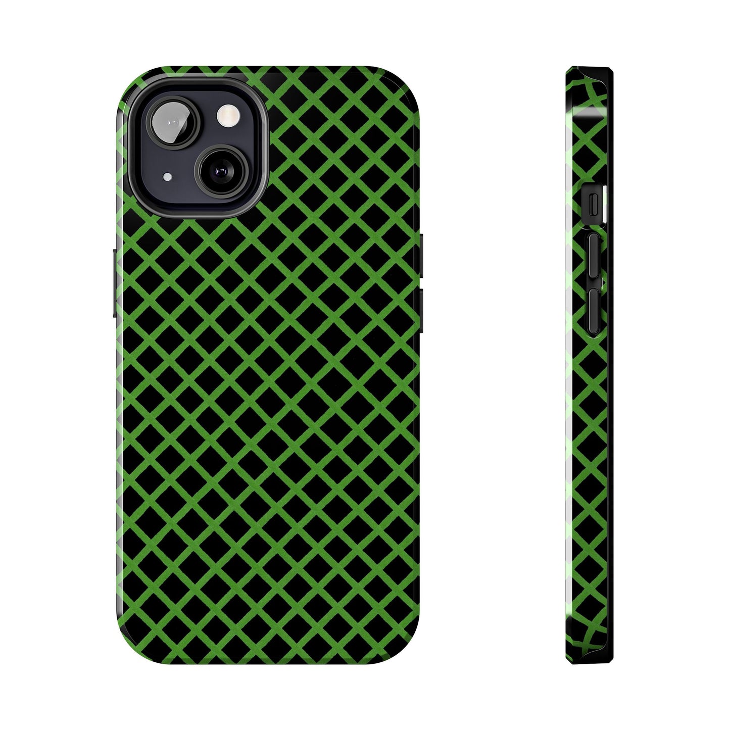 Trellis Green / Black Phone Case