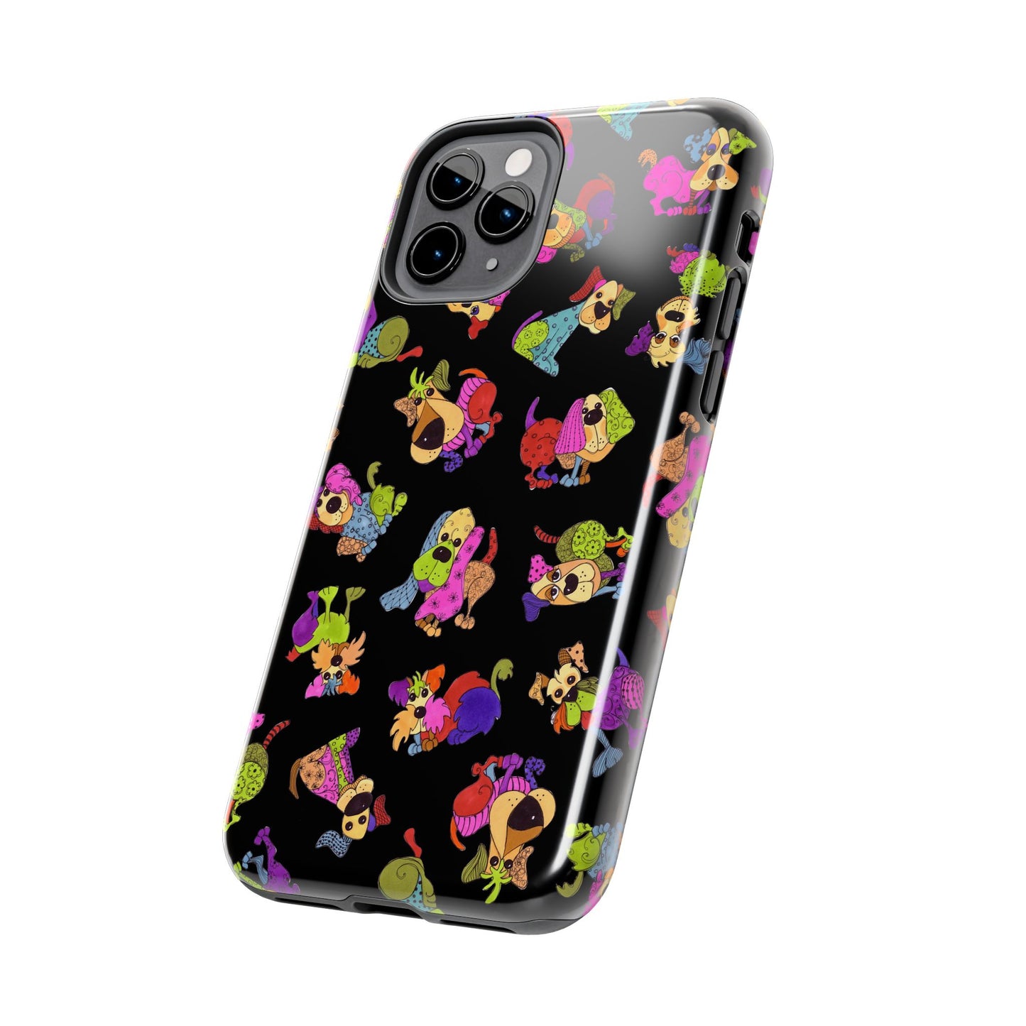 Tossed Happy Dogs Black Phone Case