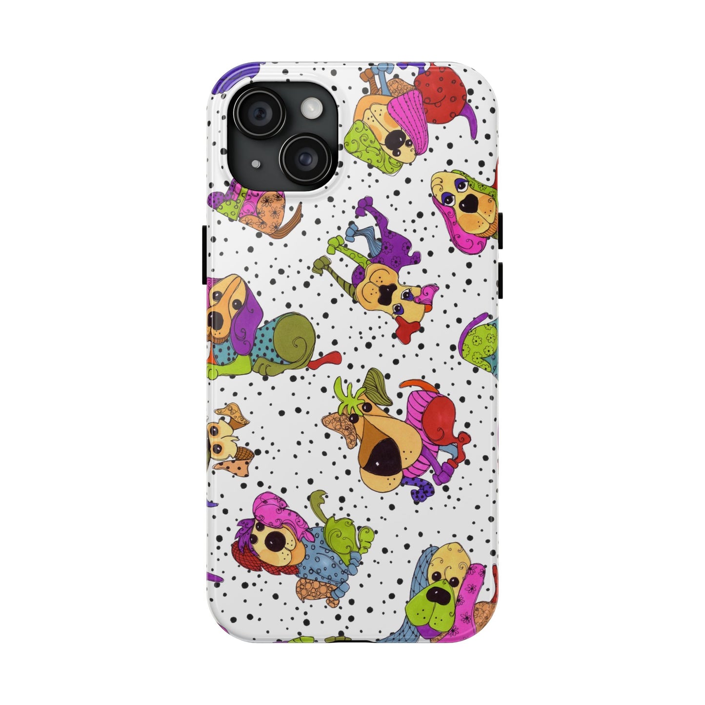 Tossed Happy Dogs White Phone Case