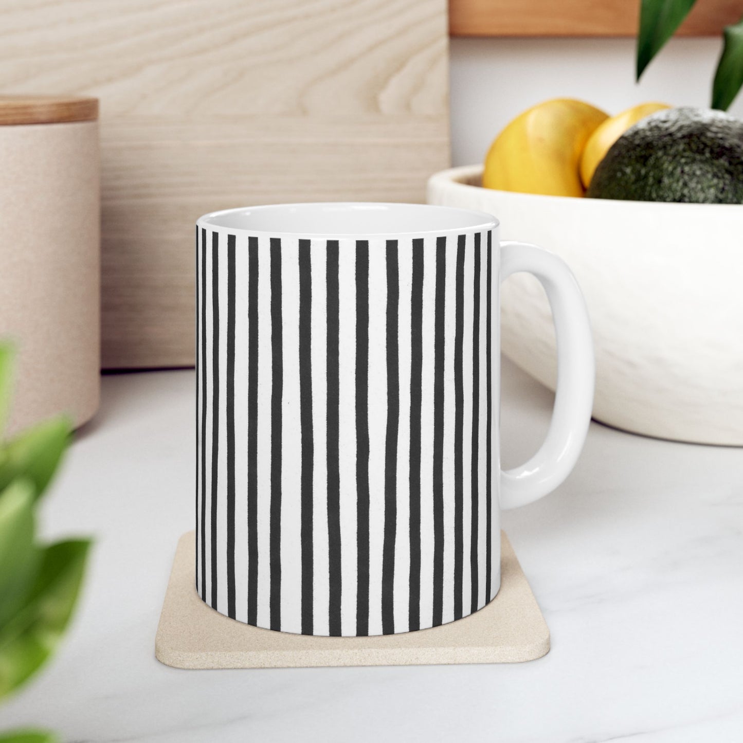 Happy Stripe White / Black Cup