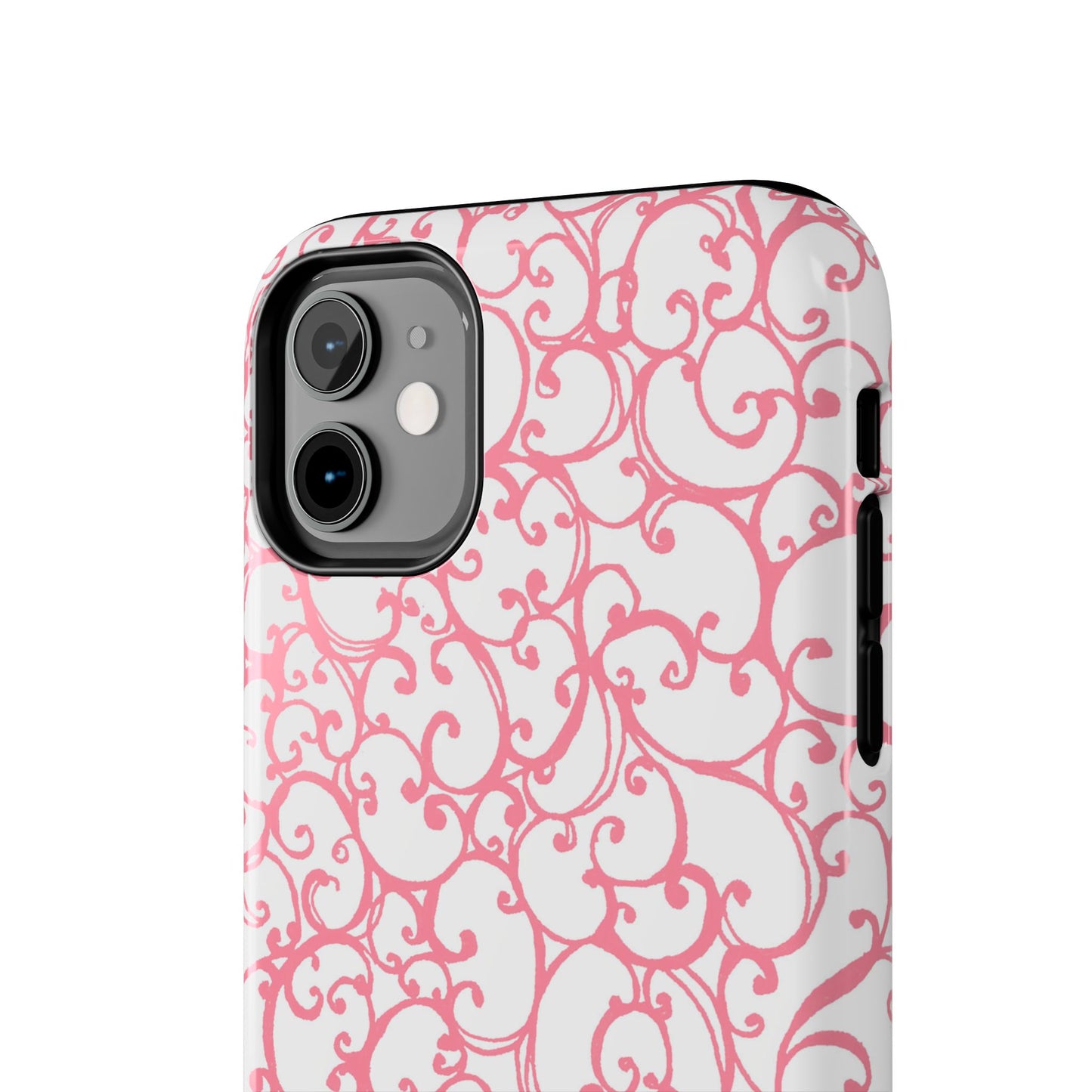 Scrollie White / Pink Phone Case