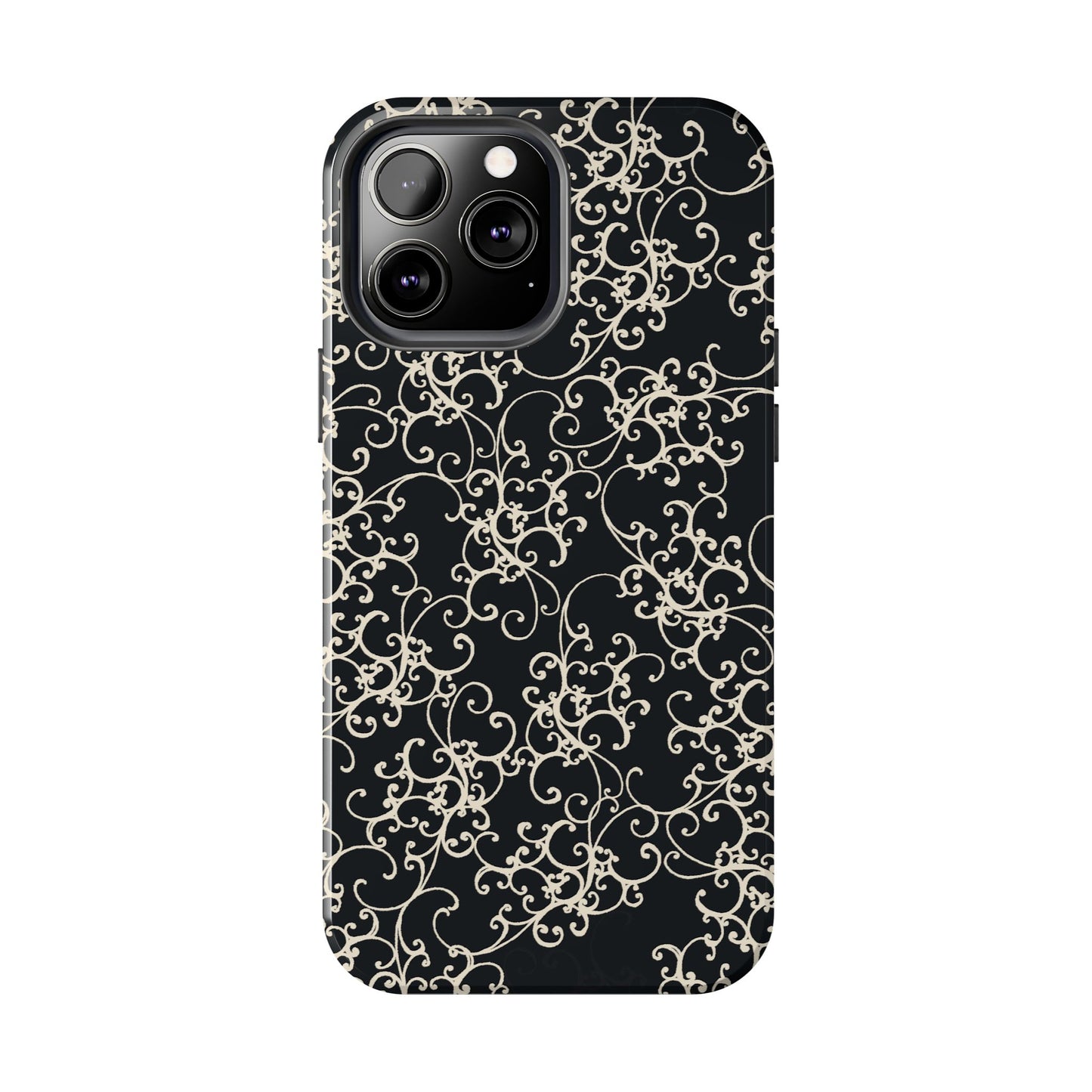 Elegant Scroll Black / Ivory Phone Case