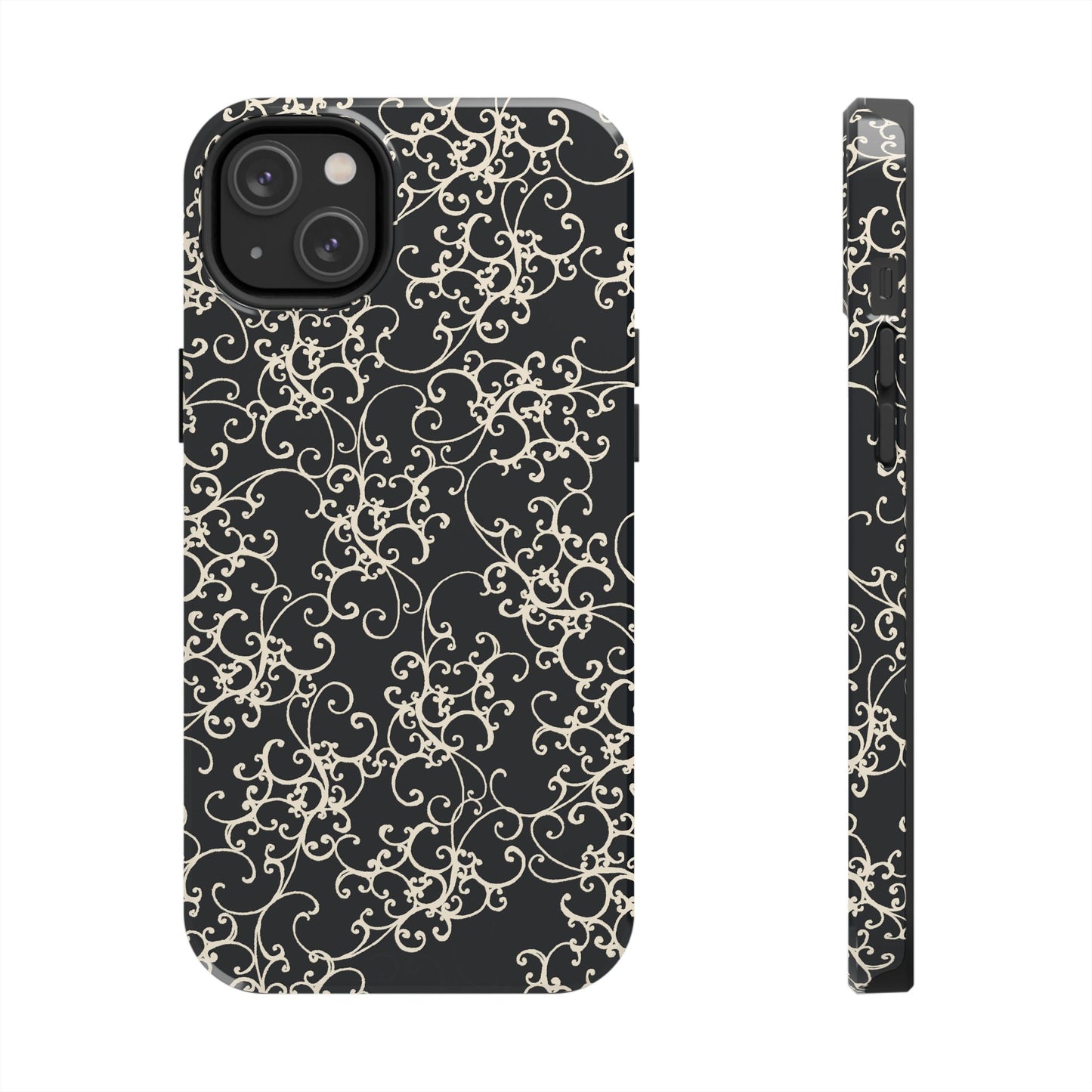 Elegant Scroll Black / Ivory Phone Case