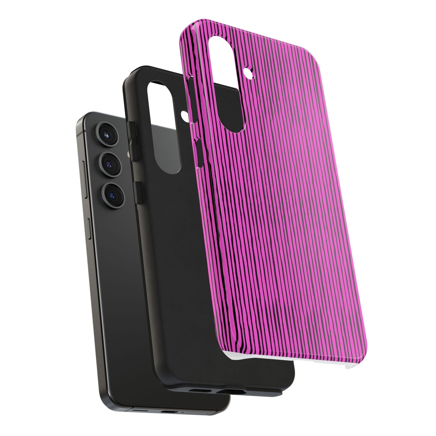 Quirky Pin Stripe Pink / Black Phone Case