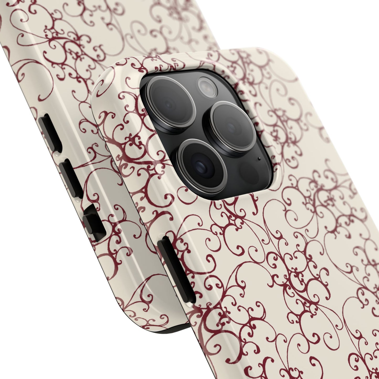 Elegant Scroll Ivory / Red Phone Case