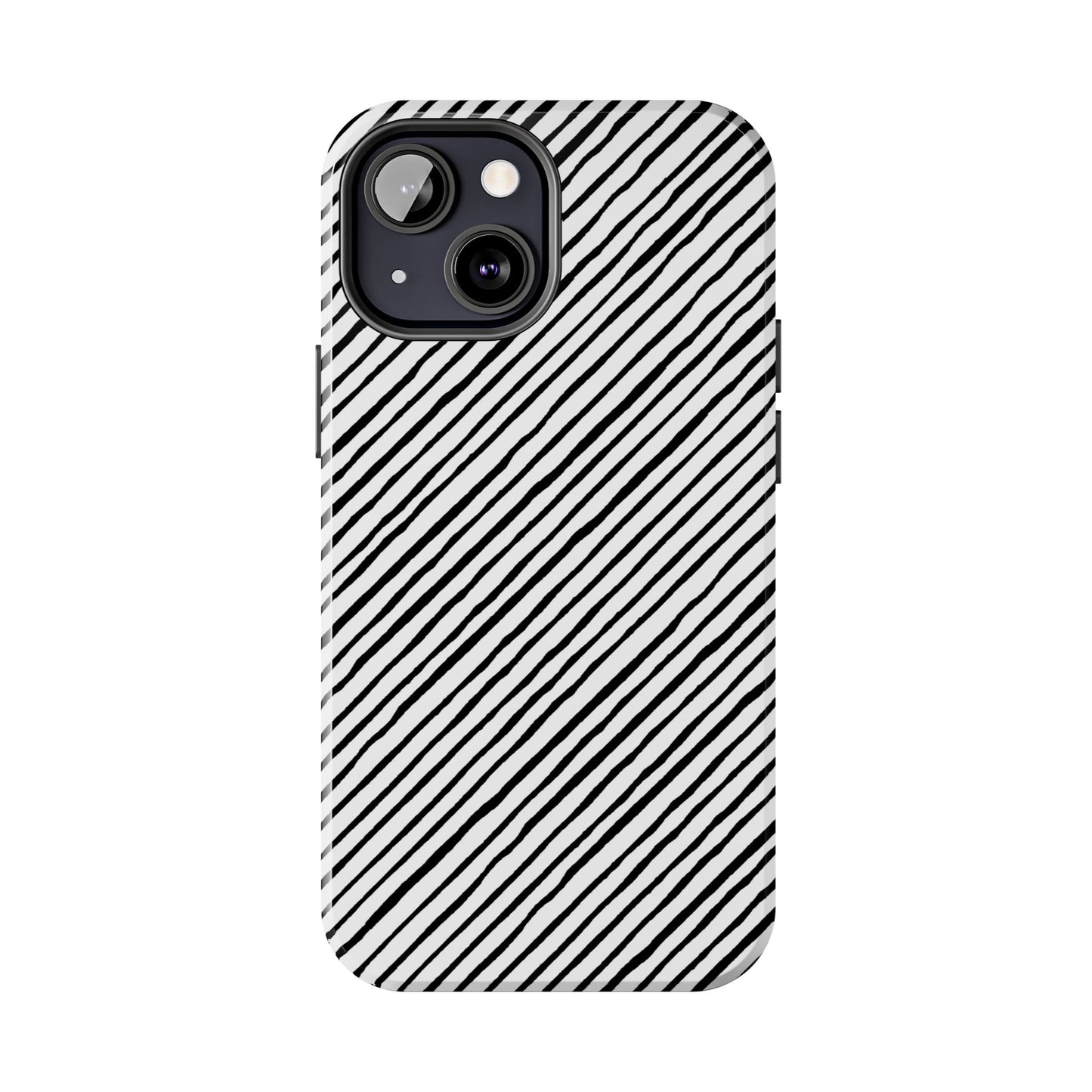 Quirky Bias Stripe White / Black Phone Case