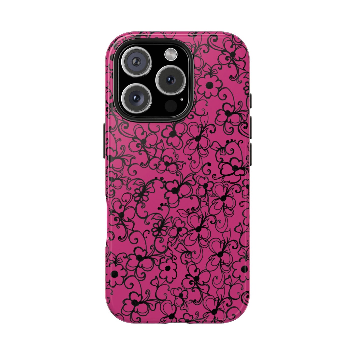 Daisy Jungle Pink / Black Phone Case