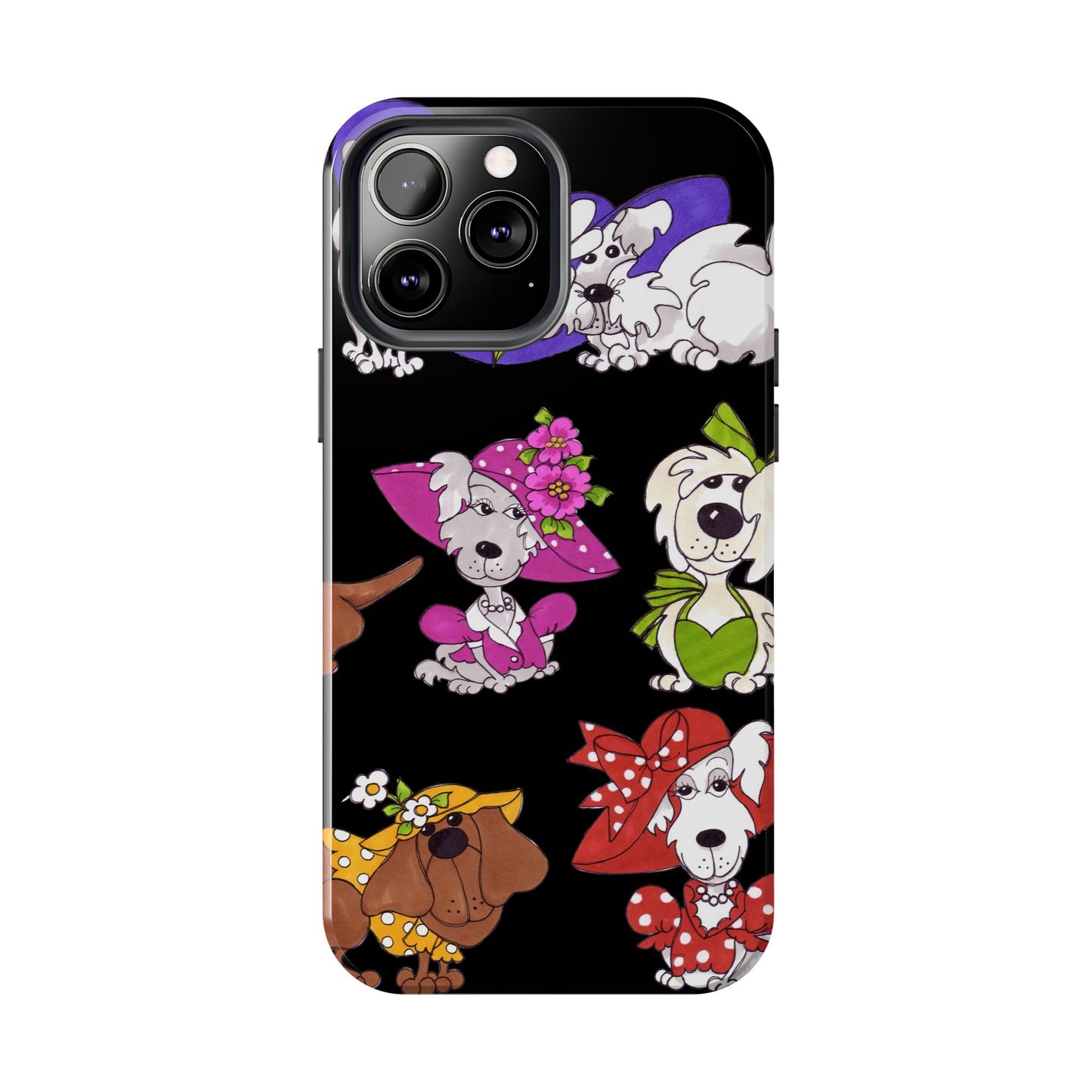 Fancy Dog Line Up Black Phone Case