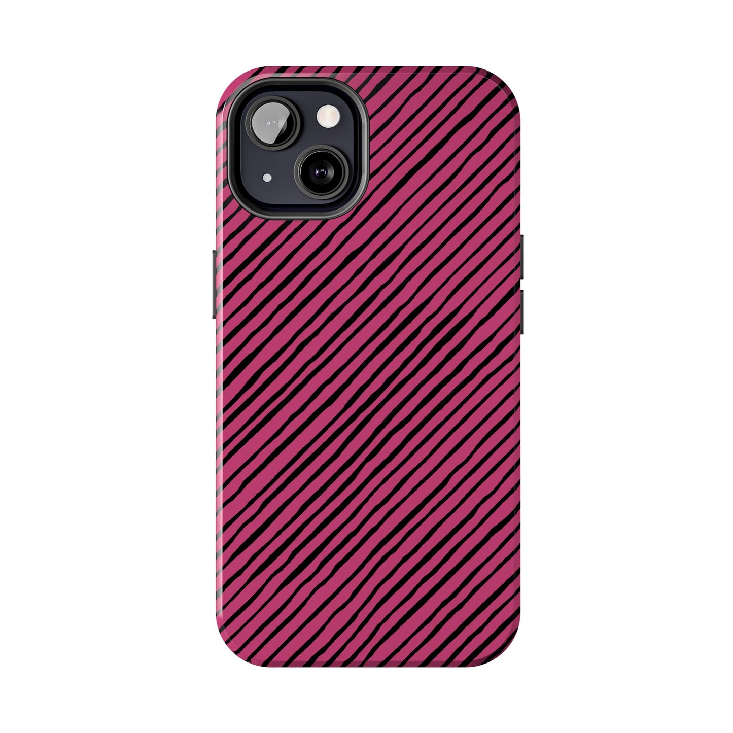 Quirky Bias Stripe Magenta / Black Phone Case