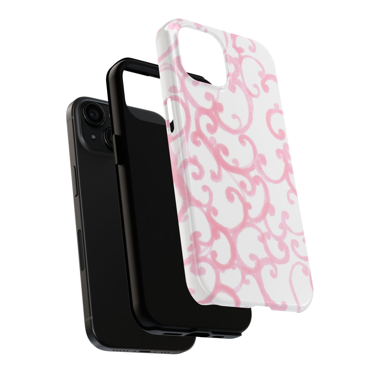 Scrollie White / Pink Phone Case