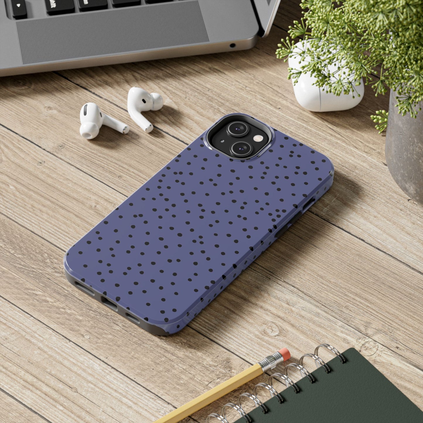 Dinky Dots Blue / Black Phone Case