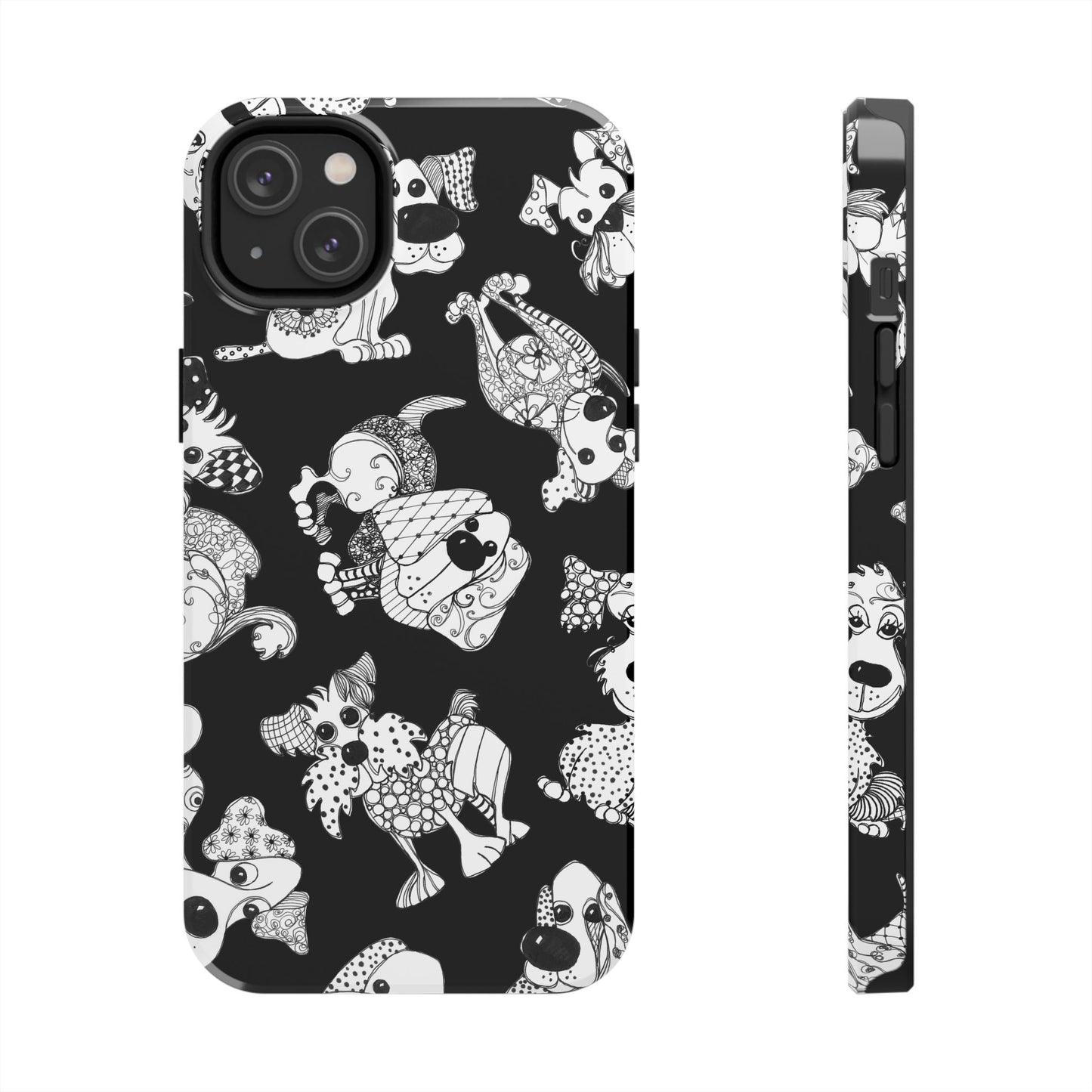 Doodle Dogs Black Phone Case