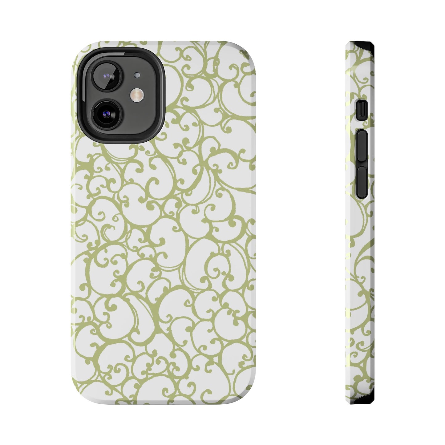 Scrollie White / Green Phone Case
